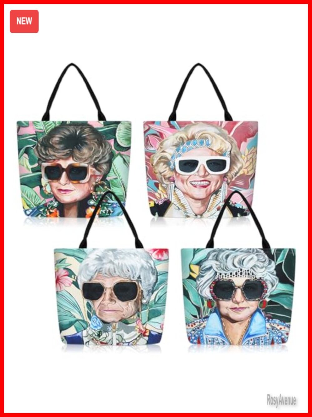 4 Pack Canvas Tote Bags Large Shoulder Bag Set Women's Handbags